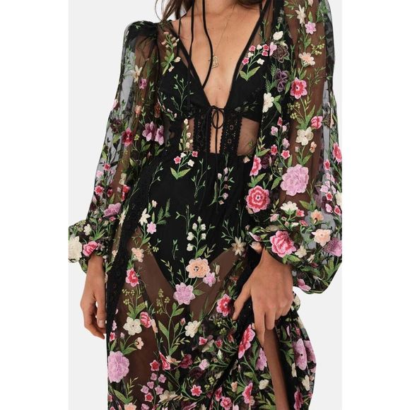 New Free People For Love & Lemons Luna Maxi Dress Size Extra Small - Picture 4 of 12